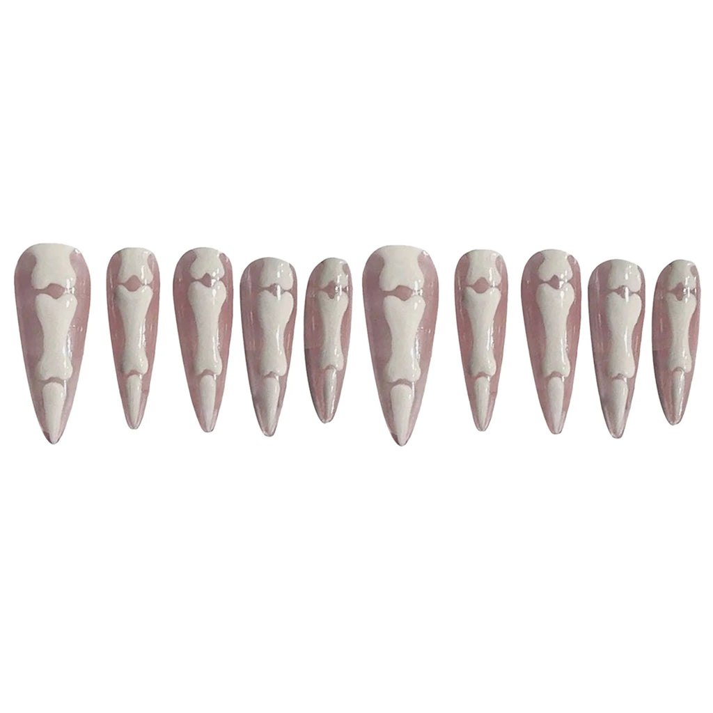 10pcs/1set Halloween Long Pointed Head Fake Nails Natural Unbreakable Nail Simple Wear For Fingernail DIY Nails Decoration