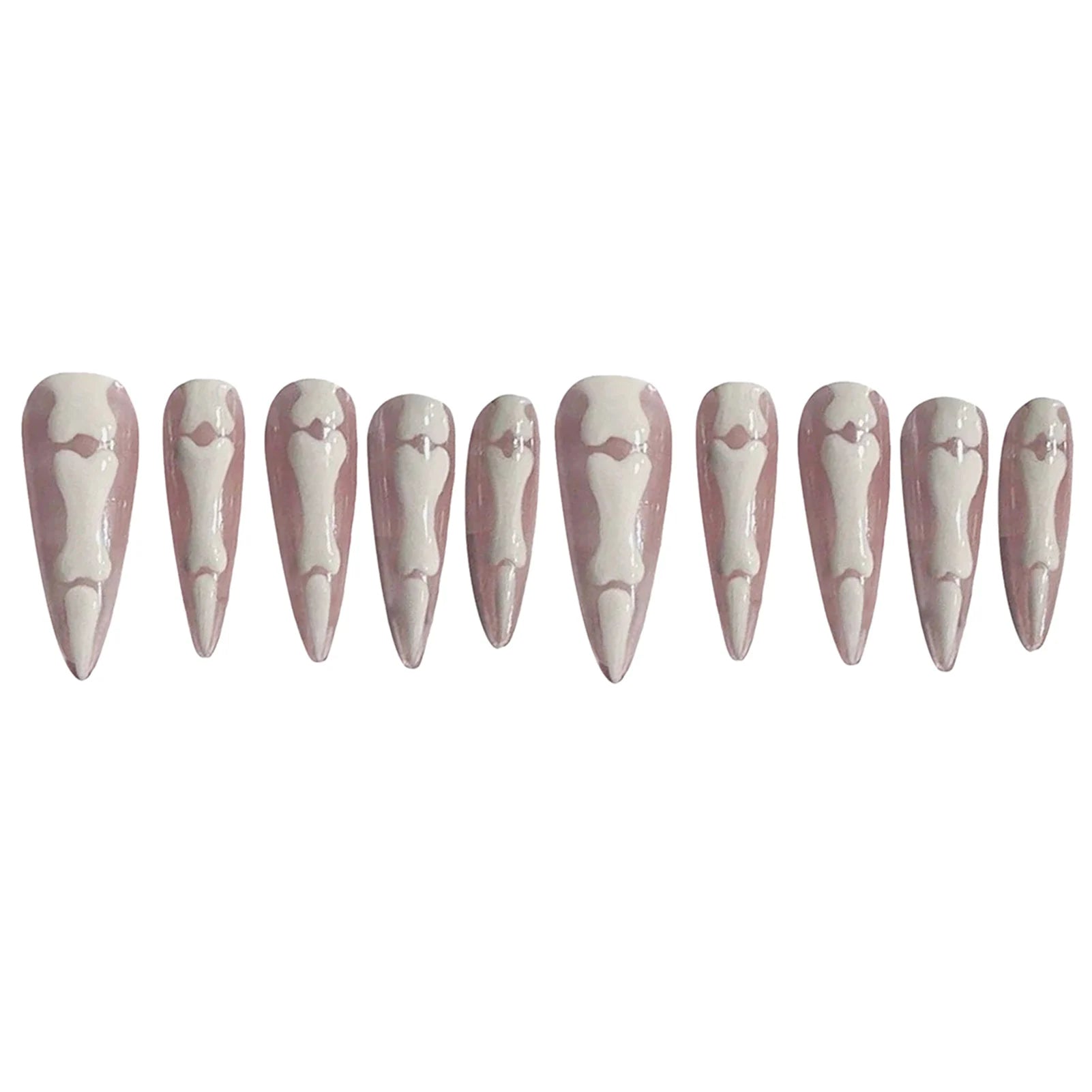 10pcs/1set Halloween Long Pointed Head Fake Nails Natural Unbreakable Nail Simple Wear For Fingernail DIY Nails Decoration