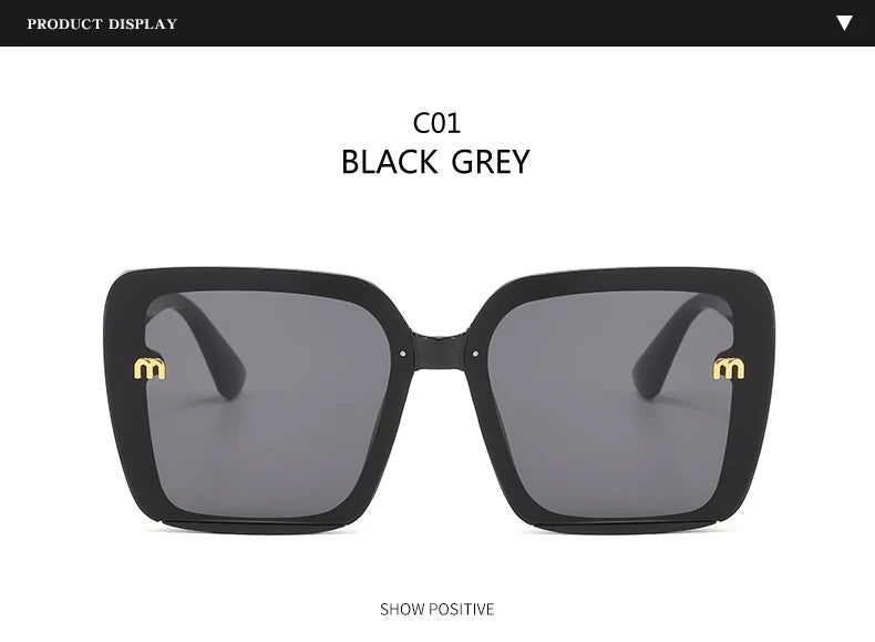 Brand Sunglasses Women's Square Classic Large Frame Fashion Men's Rectangular Letter Design Retro Sun Glasses UV400