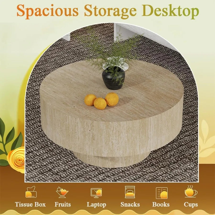 Travertine Round Coffee Table for Living Room Round Stone Veneer Coffee Table Modern Unique Coffee Tables for Living Room F Tra