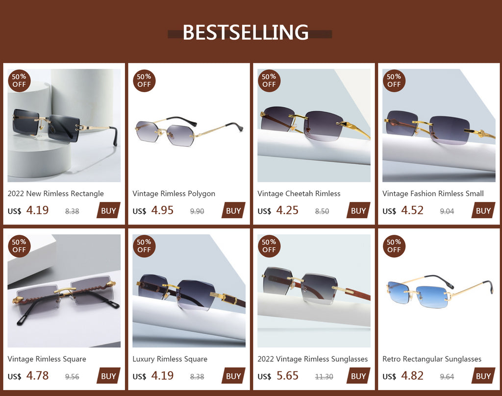 Vintage Rimless Polygon Sunglasses Women Men Luxury Brand Designer Popular Travel Small Frame Sun Glasses Ladies