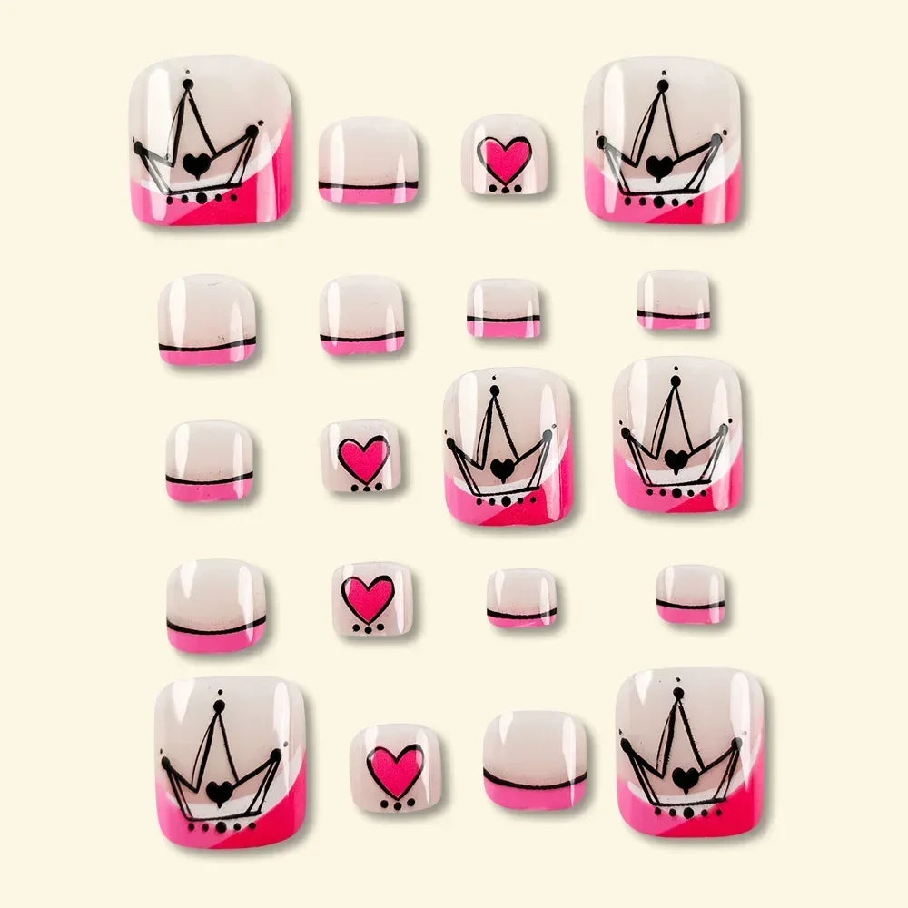 Summer Beach Toe False Nail Press on Nails 24 Pcs Fake Nails Set Shell Design Decorated Toe Nails Acrylic Stick on Toe Nail
