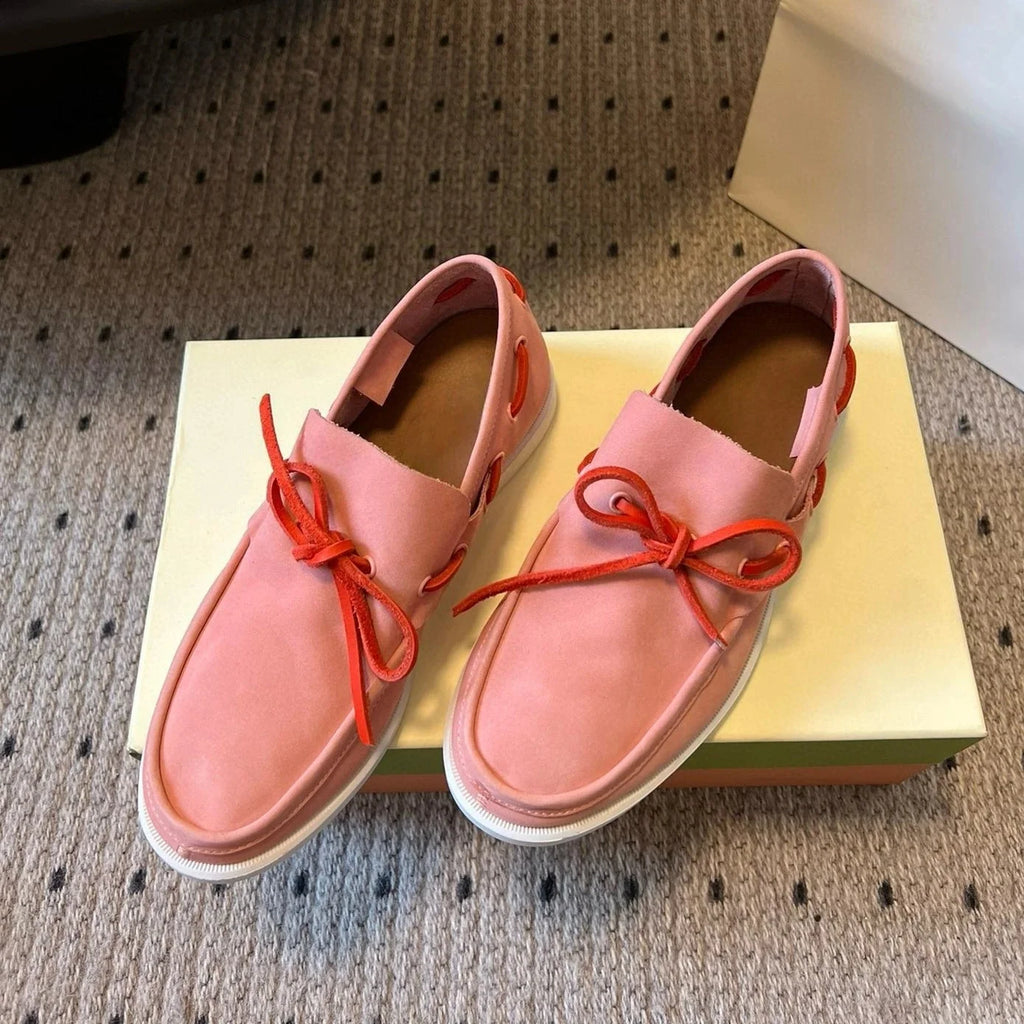 Top Quality Bow Loafers Shoes 2025 Spring New Retro Casual Suede Slip-On Shallow Flat Single-Layer Shoes Sapato Feminino