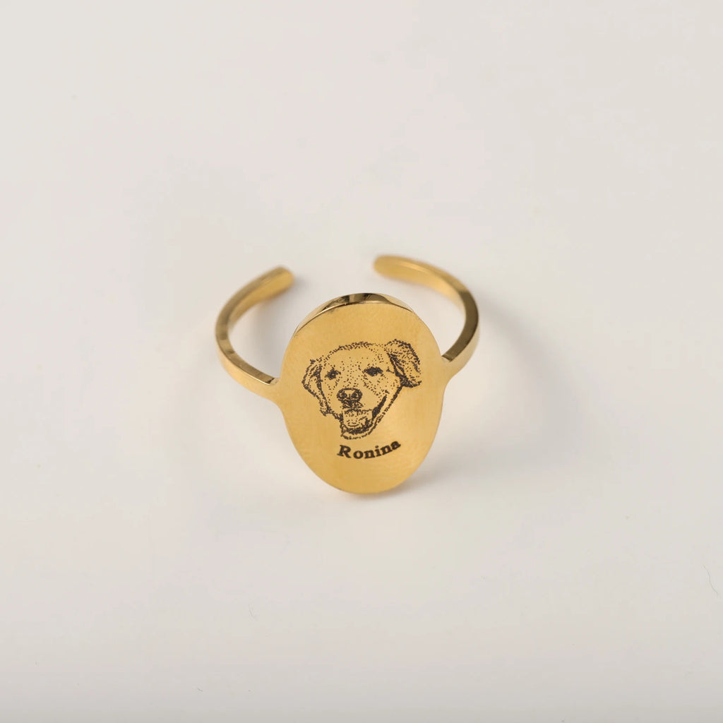 Open Adjustable Pet Avatar Photo Name Ring High Quality Stainless Steel Oval Women's Jewelry Christmas Meaning Gift For Women