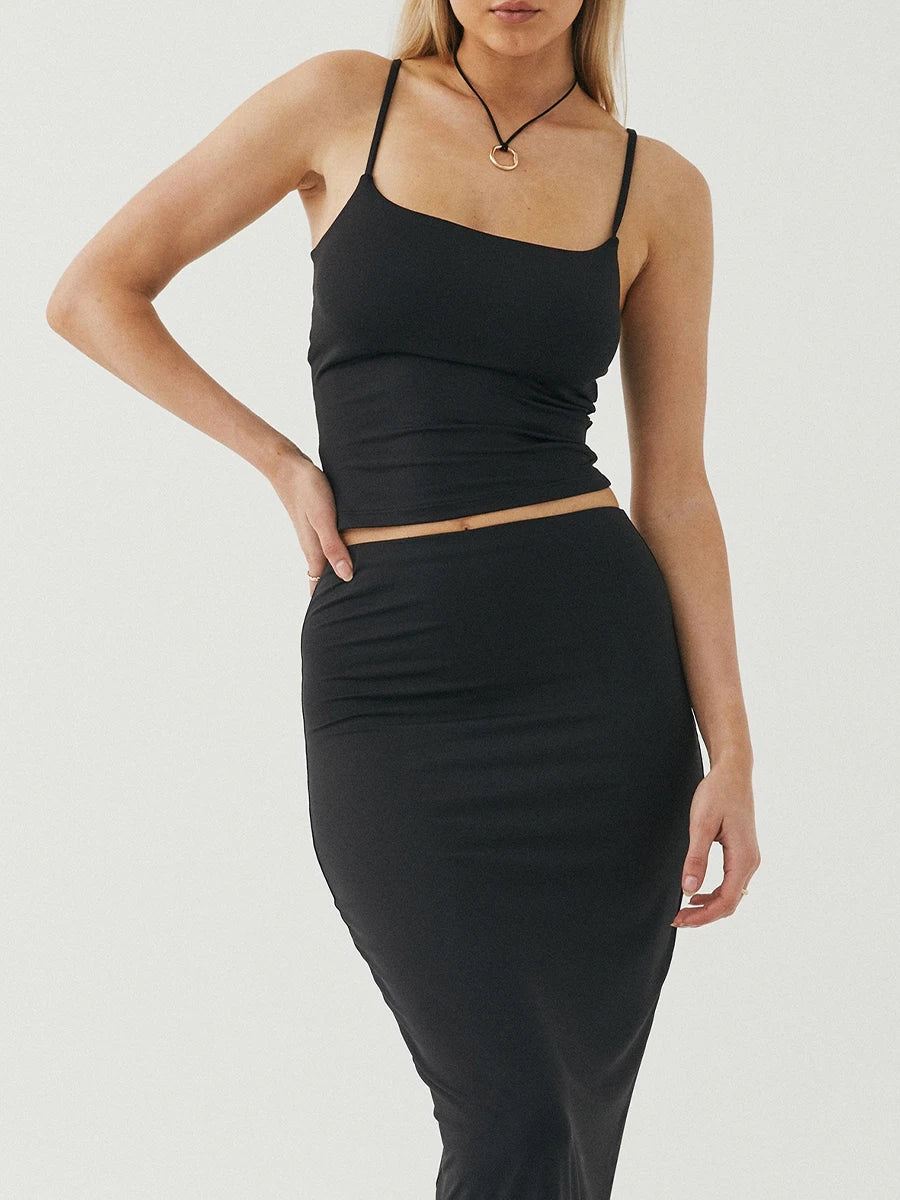 Women Crop Camisole Solid Color Summer Backless Spaghetti Strap Tank Tops Sleeveless T-Shirt for Streetwear Clubwear