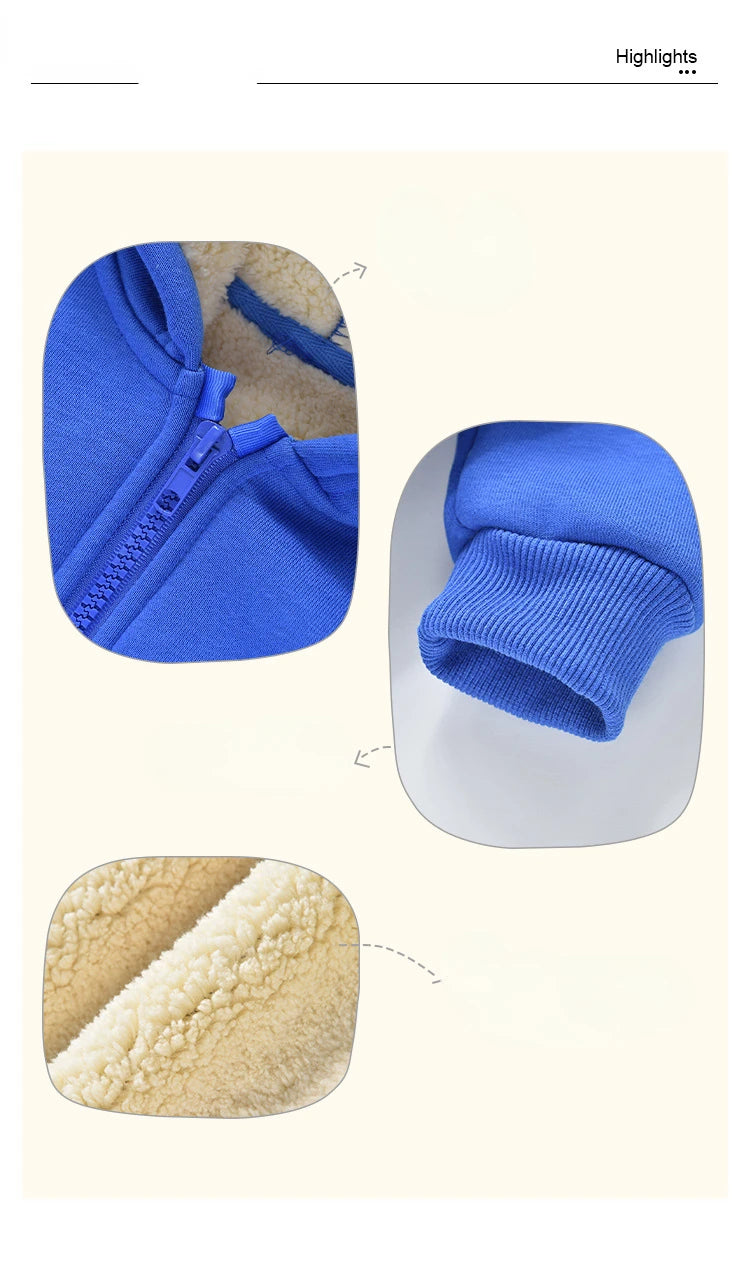 Unisex Winter Fleece Hoodies for Boys Sweatshirt Casual Thicken Warm Kids Zipper Coat Tops 8 9 10 12 Years Girls Clothes Cotumes