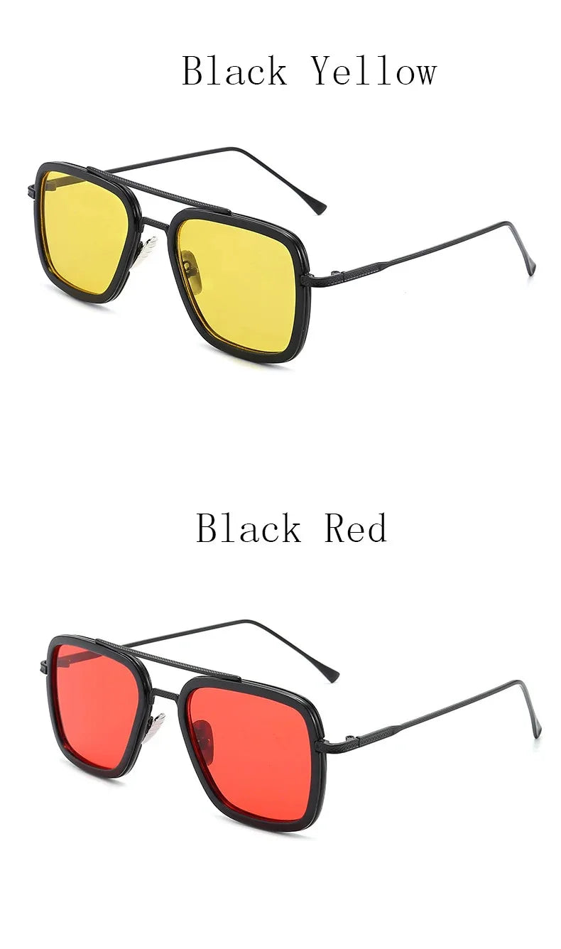 Tony Stark Robert Downey Square Sunglasses for Men Women Fashion Classic Vintage Design Metal UV400 Transparent Sun Glasses 2025