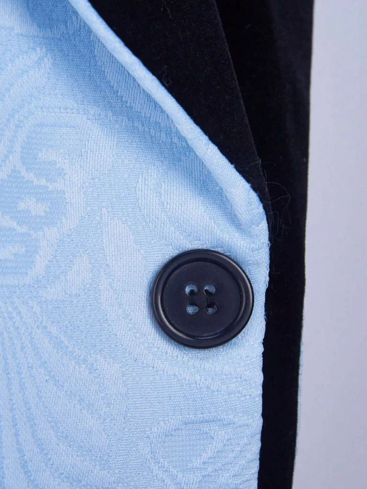 Men's three-piece floral jacquard slim-fitting suit set, including paisley pattern suit jacket, vest, and pants, suitable for ba