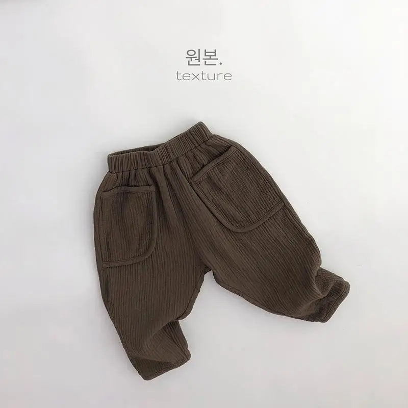 Summer Children's Casual Pants Cotton Hemp Pants Korean Baby Boy and Girls Cargo Pants Kids Clothes