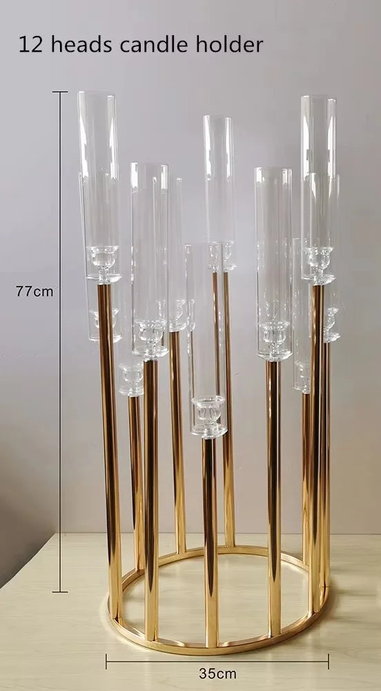 Metal Holders acrylic Candlesticks Flower Vases Wedding Table Centerpiece Pillar Stand Road Lead Party Decoration