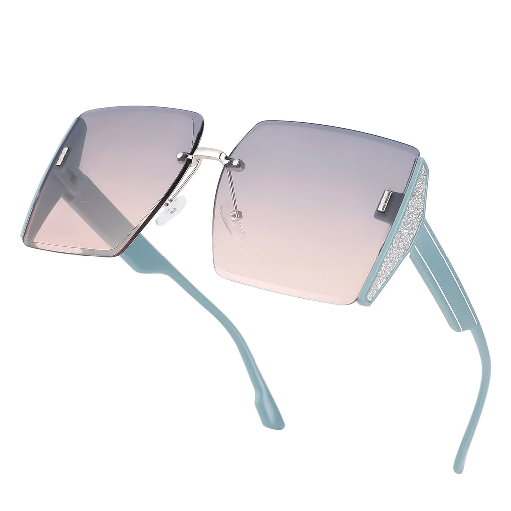 Women's Sun Glasses Vintage Square Sunglasses Woman Classic Retro Gradient Mirror Frameless Sun Glasses Female Fashion