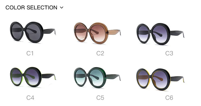 Unisex Big Round Sunglasses Women 2023 New Fashion Retro Oversized Sun Glasses Vintage Gradient Black Shades Luxury Eyewear