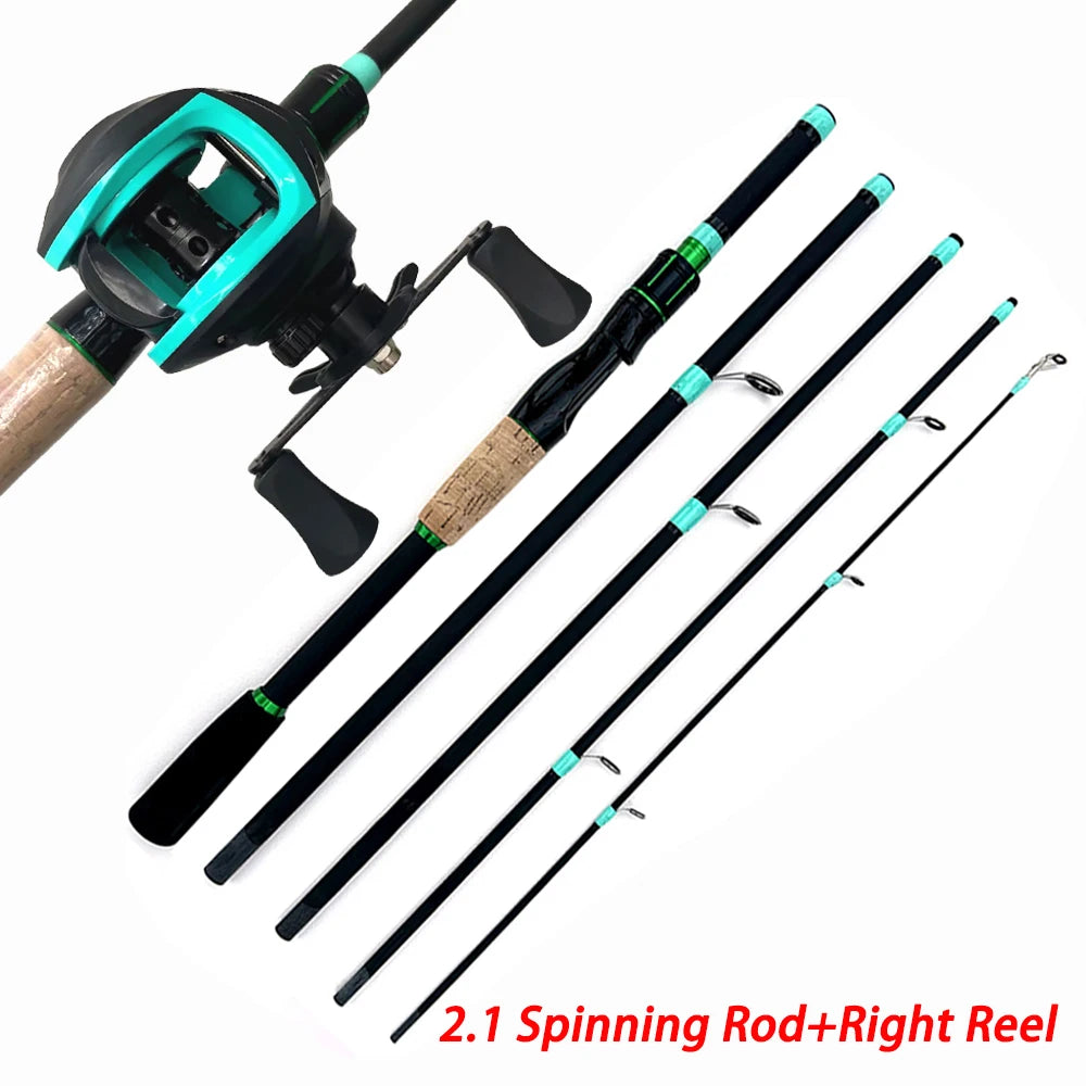 Fishing Rod Reels Combo 4/5Sections ML Action 3.5g-14g Ultralight Trave Rod With Baitcasting Reel Kit Carp Fishing Pesca1.8/2.1m
