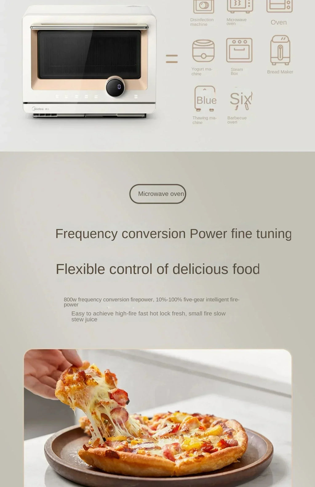 220V Midea Micro Steaming and Baking Integrated Household Intelligent Multi functional Variable Frequency Microwave Oven AD