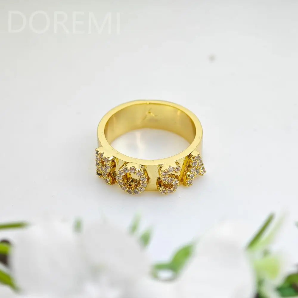 DOREMI 6mm Crystal Letters Ring Seperate Initial Letter Women Rings Dainty Women Gift Personalized Ring