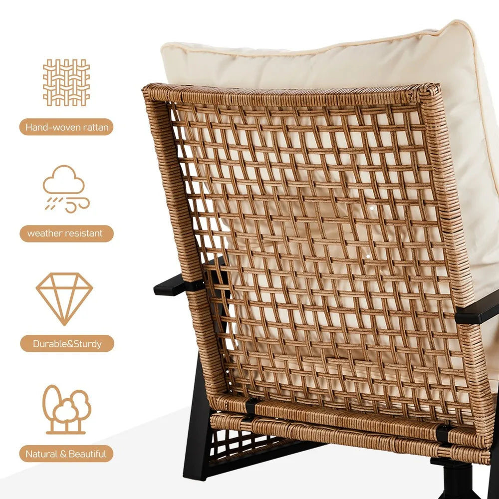 Set of 3 In/Outdoor Garden Swivel Rocker Patio Chair and Table 360Degrees Yellow