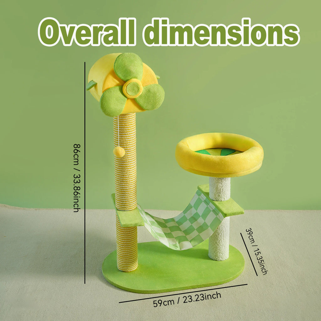 Cat Tree Cat Climbing Frame, with a Comfortable and Fun Platform for Cats to Jump on Comes with a Padded Hammock with an Ice Pad,