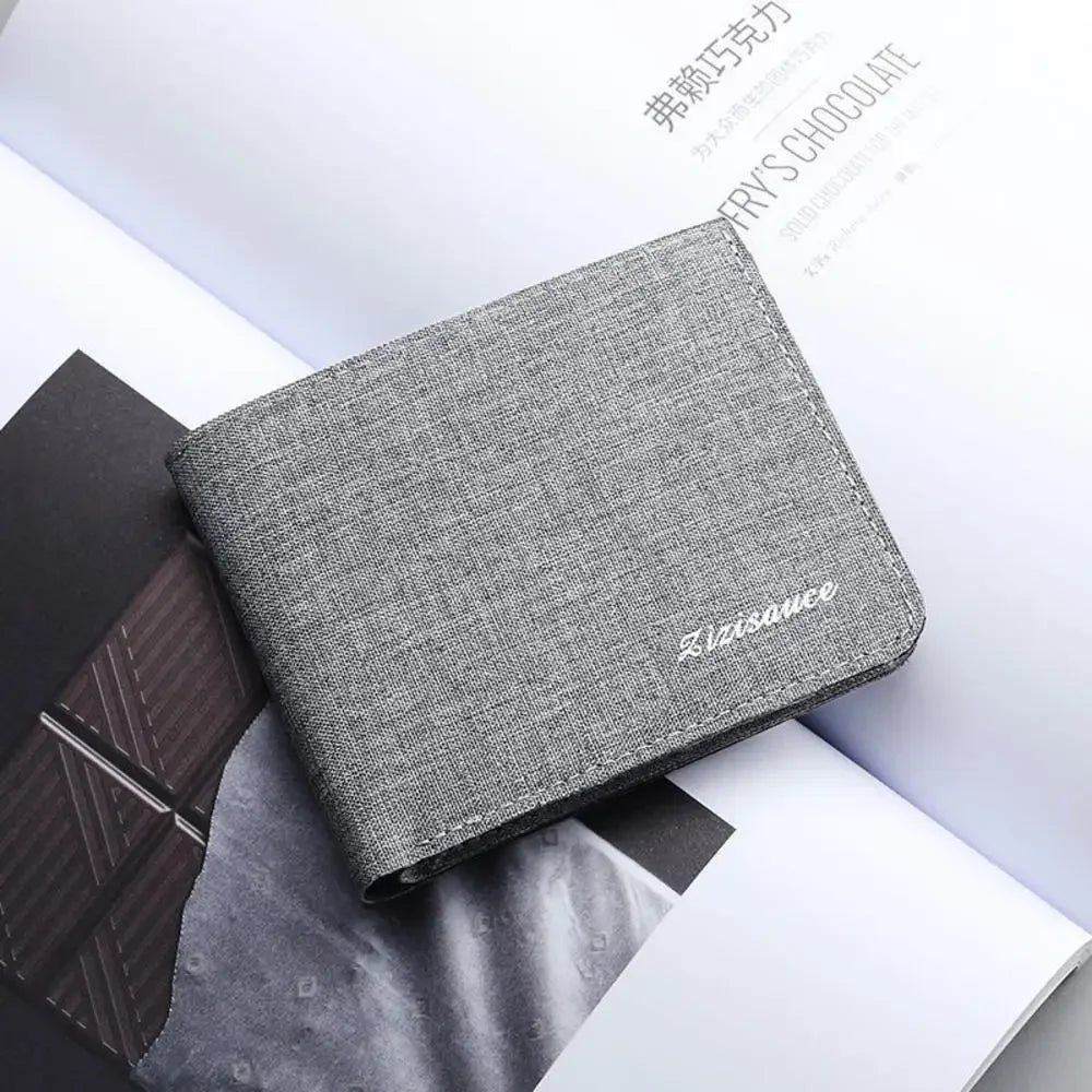 Men Long Wallet Large Capacity Multiple Card Slots Canvas Zippered Purse Business Handbag Card Holder Wallet Coin Bag