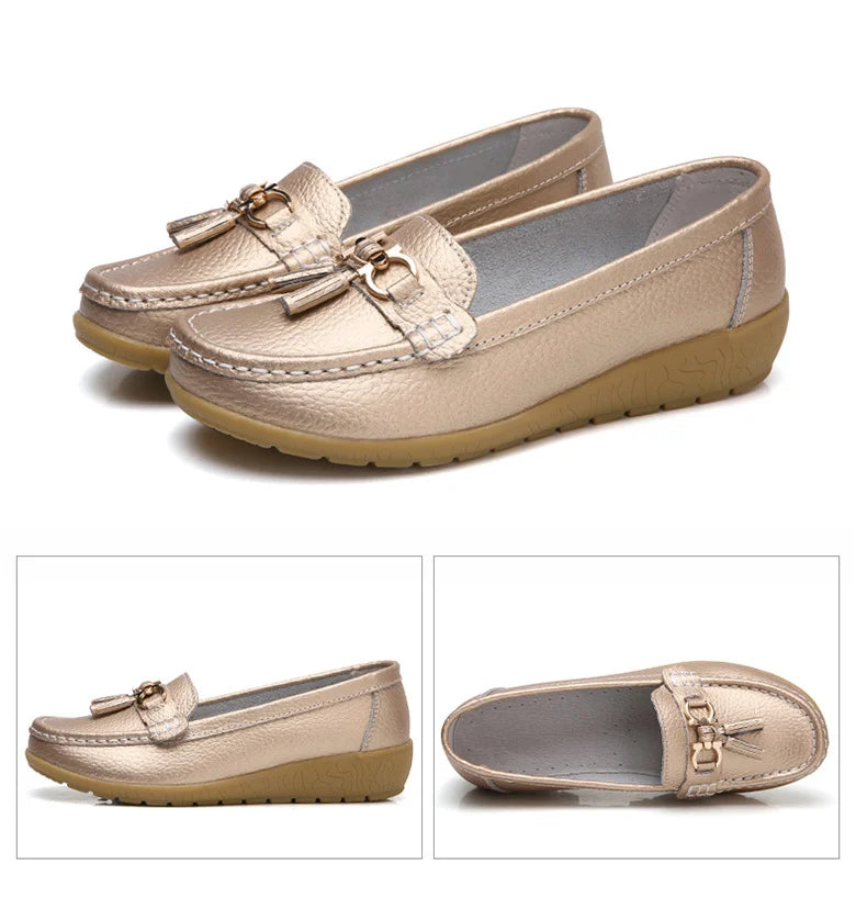 Woman Shoes Low Heels Casual Shoes Women's Loafers Slip On Flat Shoes Mocassins Femmes Comfortable Footwear Women Flats White