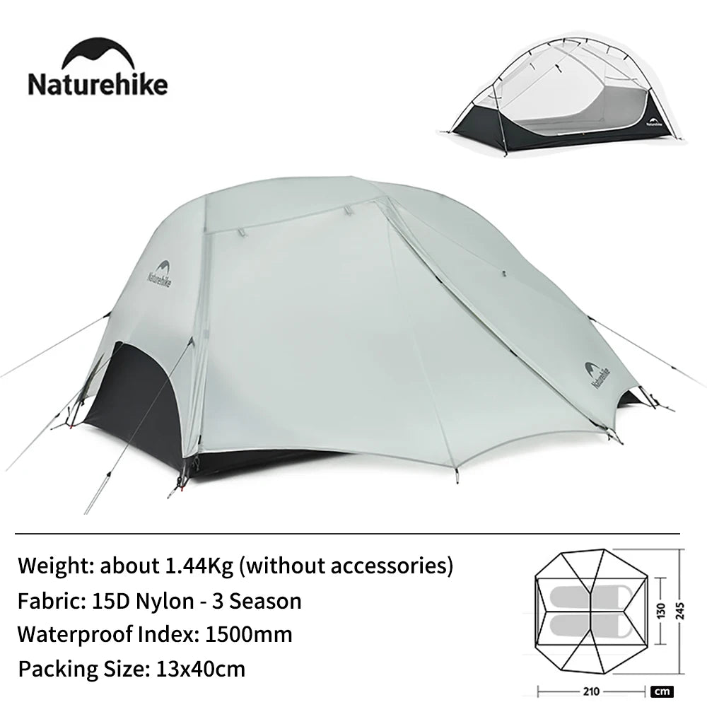 Naturehike 2025 New Camping Tent Ultralight Two Person Waterproof Large Canopy Tents Outdoor 4 Season 1 Person Travel Beach Tent