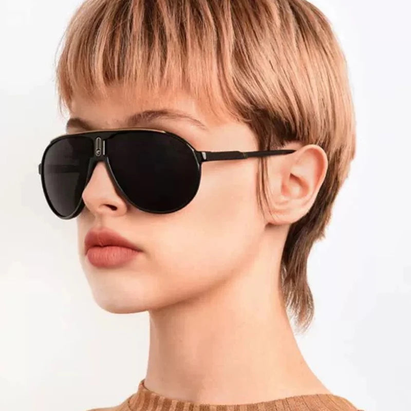 Classic Pilot Sunglasses Women For Men Vintage Big Frame Punk Luxury Brand Designer Outdoor Driving Metal Popular Sun Glasses UV