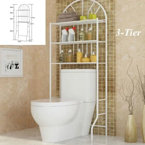 3-Tier Over The Toilet Storage Rack - Space Saving Bathroom Organizer Shelves with Towel Bar  bathroom shelves  bathroom storage