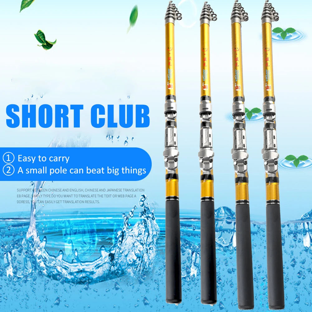 Carbon Telescopic Fishing Rod Mini 1.5m 1.8m 2.1m 2.4m Rod Raft Fishing Pole