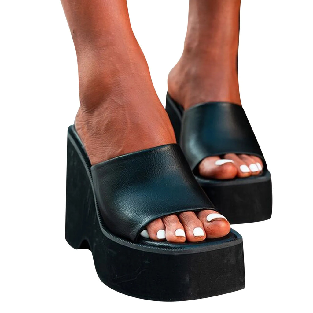 Summer Women Sandals Solid Large Size Platform Wedge Heel High Heel Open Toe Sexy Style Sandalias Mujer Elegant Summer Sandals