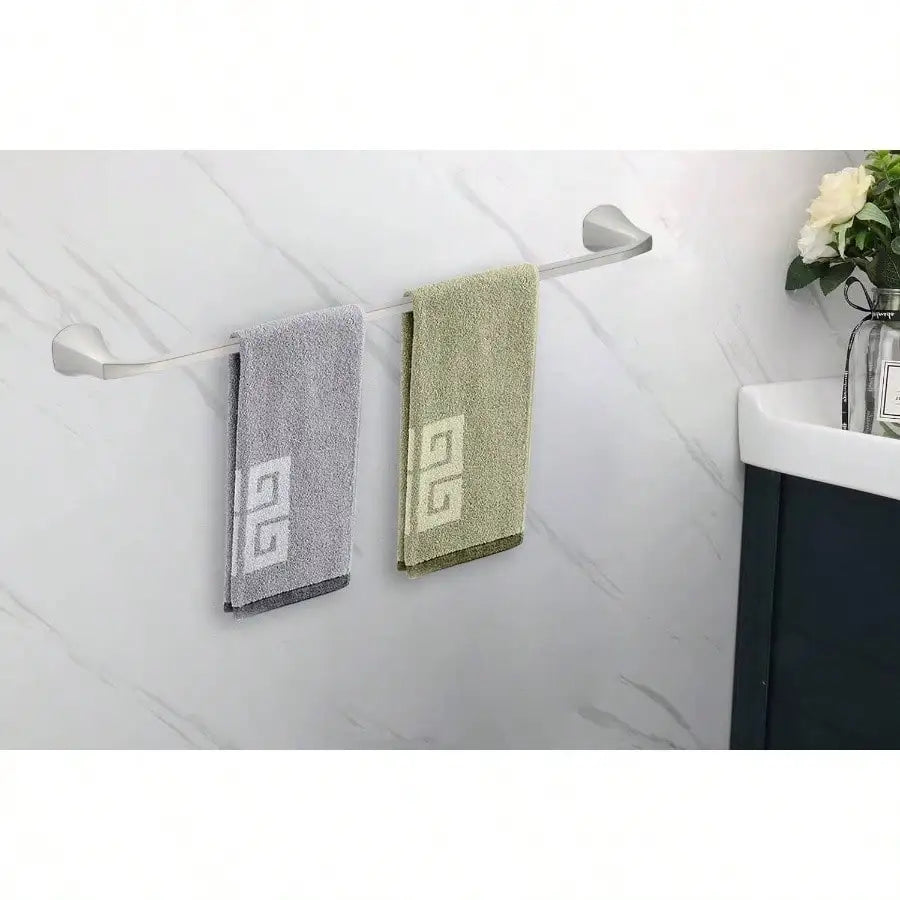 Simple Flare Wall Mount 24 Inch Towel Bar Satin Nickel for Bathroom Use Durable and Elegant Design