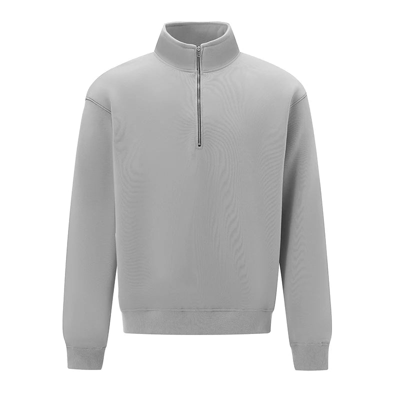 Men s Cozy Fleece Quarter Zip Pullover Sweater with Stand Collar and Long Sleeves for Winter Warmth and Style