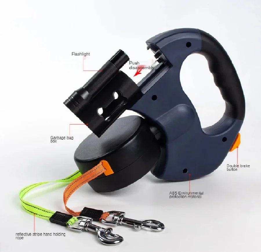 3 Color Retractable Dual Double Pet Leash Rope Zero Tangle Walk For Two Dog Walk The Dog Adjustable Pet Leash Pet Supplies