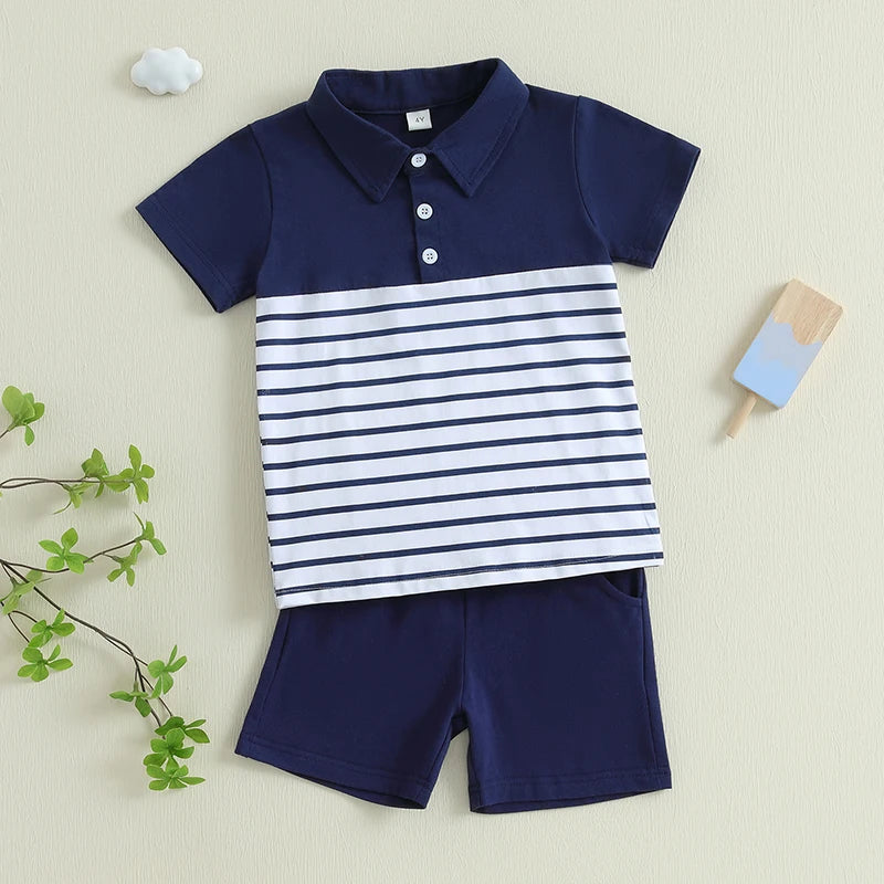 Boys Summer Outfit Set Short Sleeve Graphic T-shirt with Denim Shorts Toddler Clothing Set for Kids Beachwear