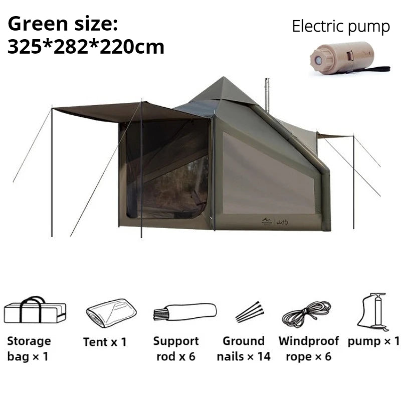 Family Tourist Inflatable Tent Outdoor Sunshade Windproof Stable Nature Hike Camping Tent Portable Overnight Camping Supplies