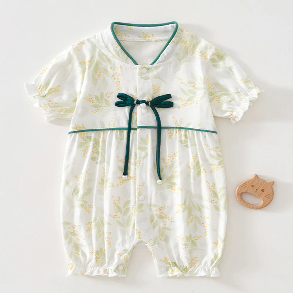 Baby Boys Clothes Summer 100% Cotton Newborn Onesies 1st Birthday Infant Girl Romper Chinese Style Baby Jumpsuit Wholesale