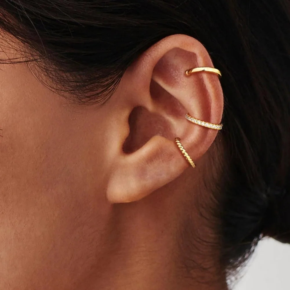 Ear Cuff Earrings for Women Non Piercing, 14K Gold Plated Cuff Earrings for Women, Hypoallergenic Cubic Zirconia