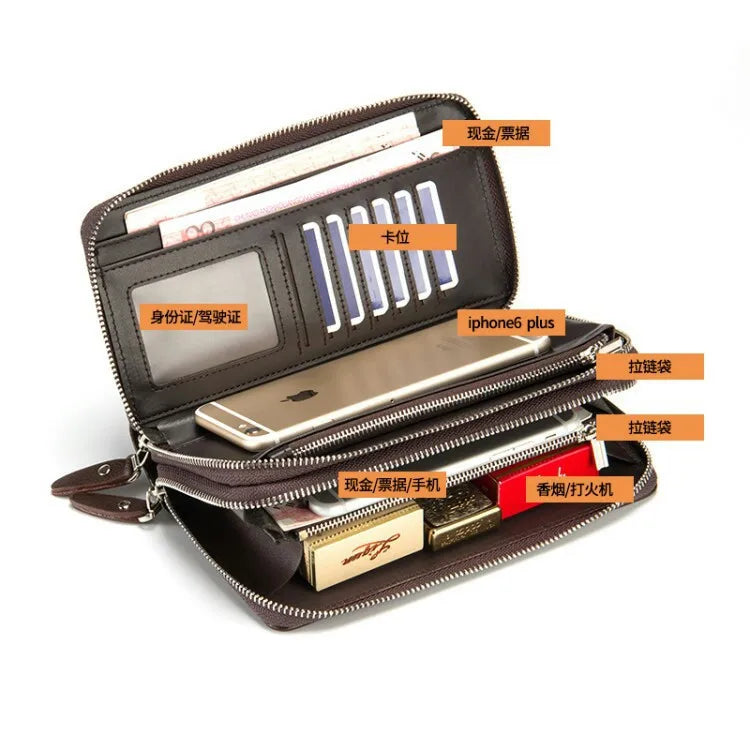 Mens Wallet Long Purse Leather Clutch Large Business Handbag Phone Pocket Card Holder Case Gift for Father Son Husband Boyfriend