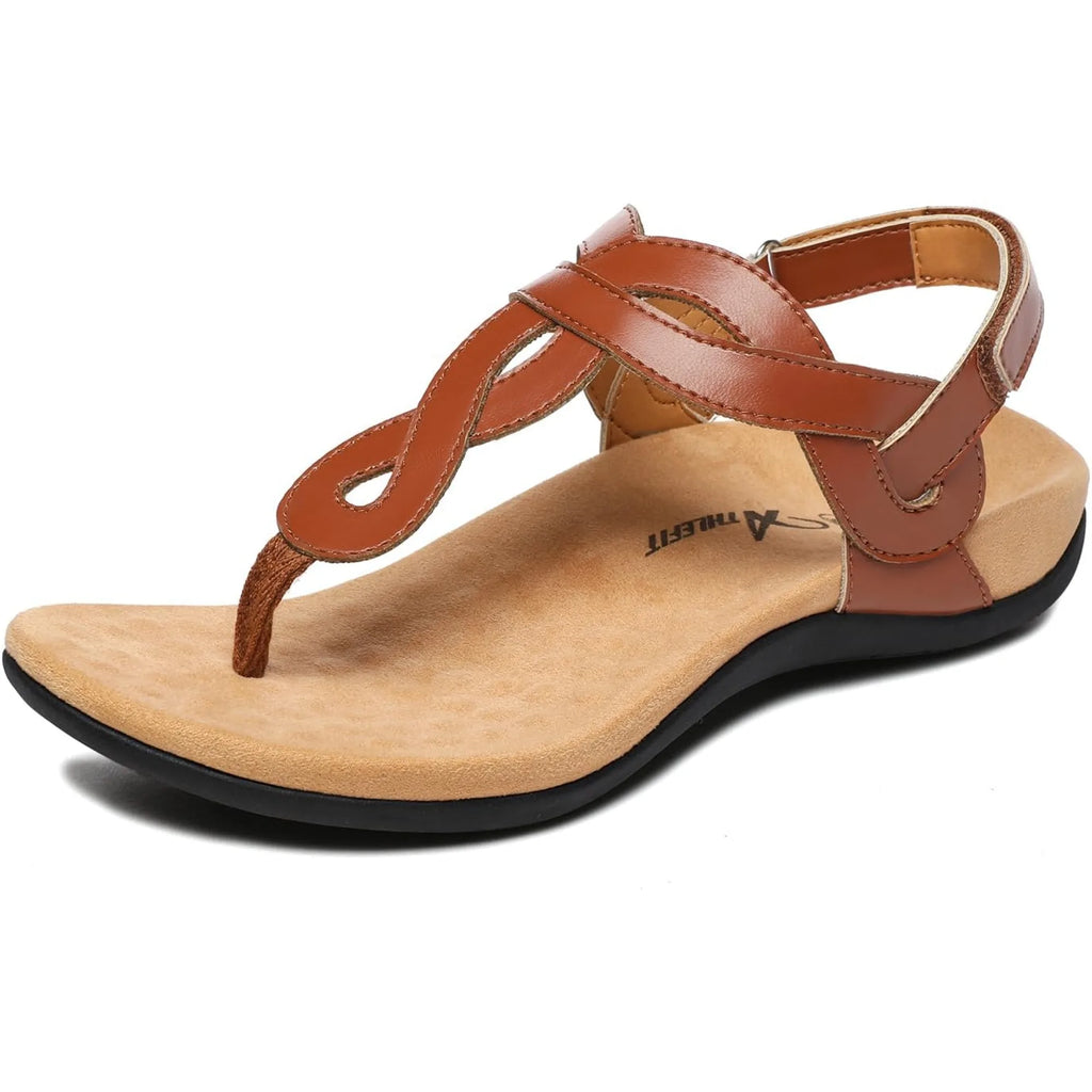 Women's Orthopedic Arch Support Sandals Comfortable Thong T-Strap Orthotic Casual Flat Sandals