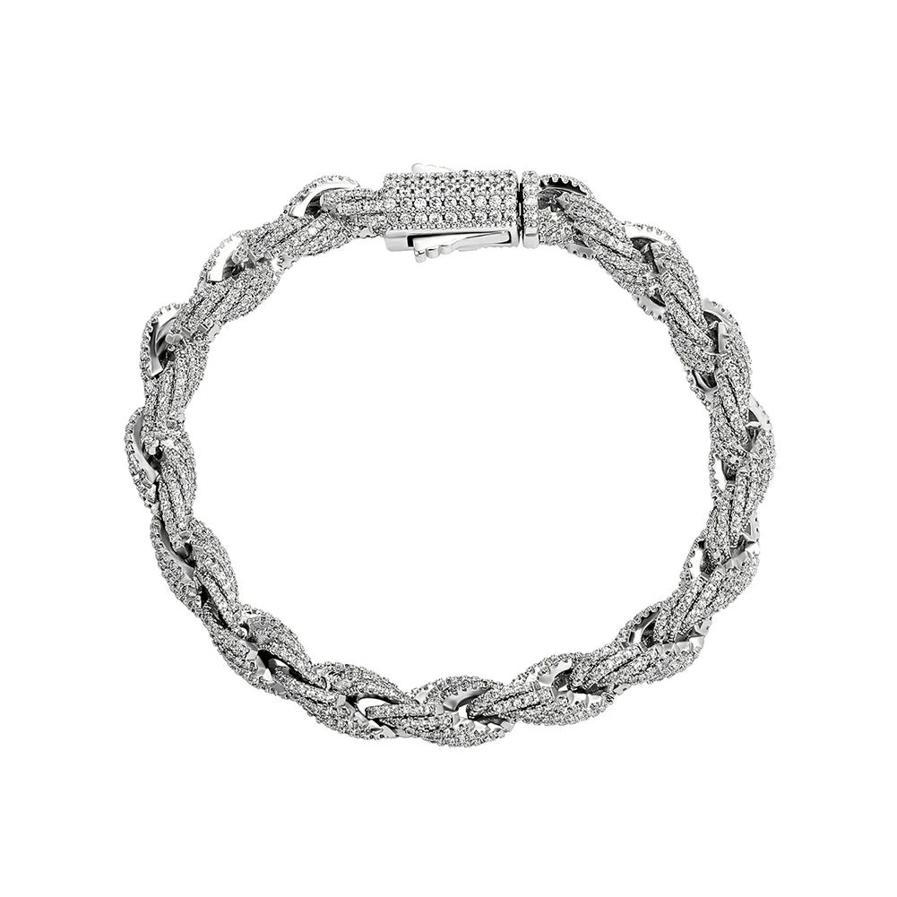 TOPGRILLZ 8mm Rope Chain Hip Hop Necklace Gold Silver Color Iced Out Micro Pave CZ Necklace Men Women Jewelry Gift