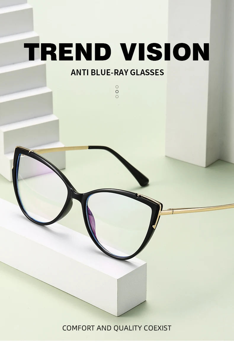 Personality Cat Eye Anti-Blue Light Spring Hinged Glasses Cross-Border Men Women Glasses Shopping Leisure Advanced Frames