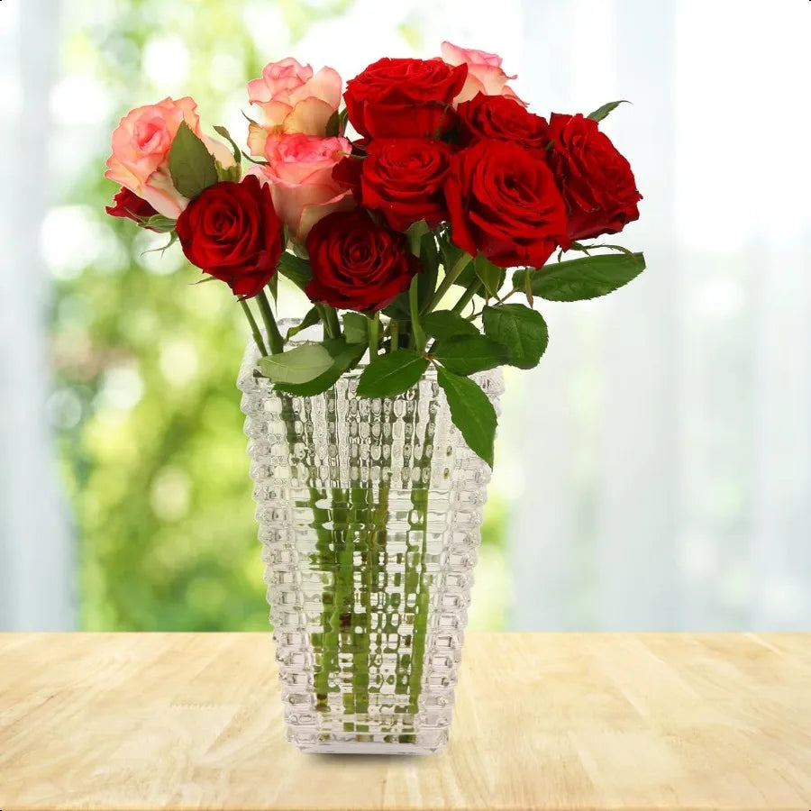 Crystal Vase Large Clear Glass Vase for Flowers Modern Flower Vases Luxury Home Table Flower Decor Glass Vases for Living Room