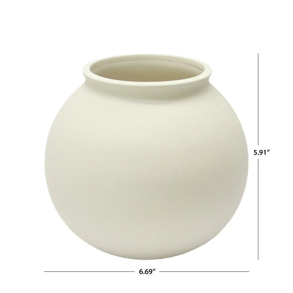 Matte Ceramic Round Vase Decorative Home Décor Soft Minimalist Design Indoor Floral Display 6.69 inch Elegant Centerpiece
