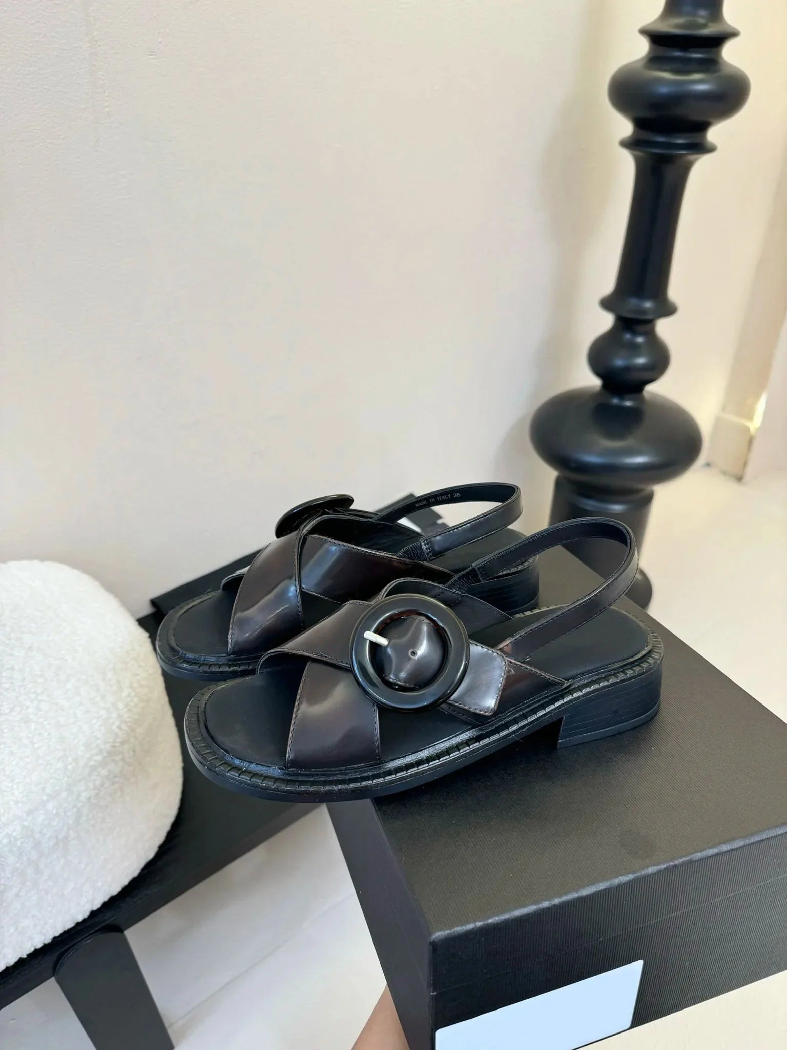 Women's Shoes Brushed Leather Sandals With Buckle Runway Style