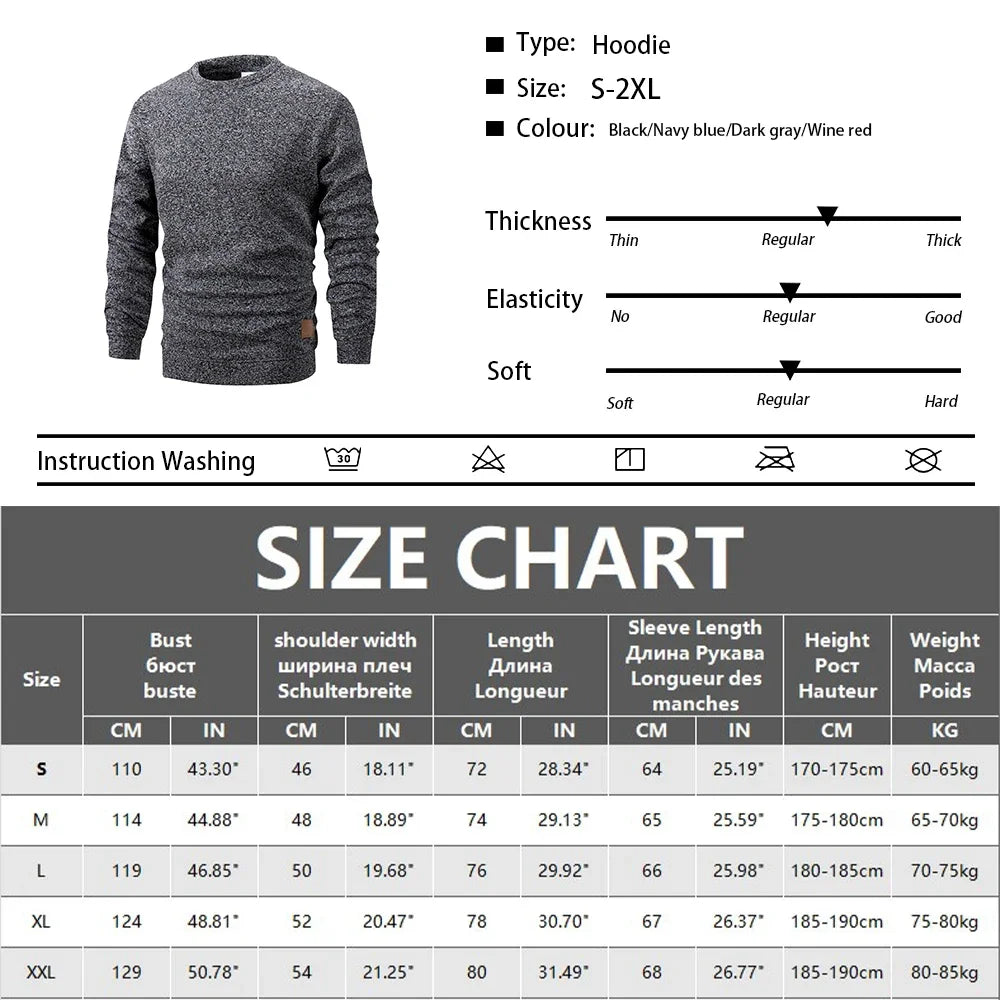 Men's Long Sleeve Sweaters Crew Neck Basic Pullover Shirts Autumn Warm Streetwear Outdoor Jogger Casual Loose Sweatshirt Hoody