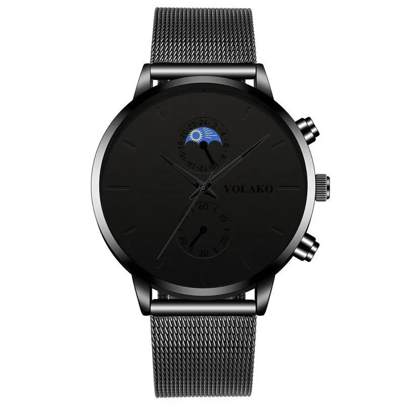 Reloj Hombre Mens Watches Luxury Stainless Steel Mesh Belt Quartz Wristwatch Men Business Calendar Clock Relogio Masculino
