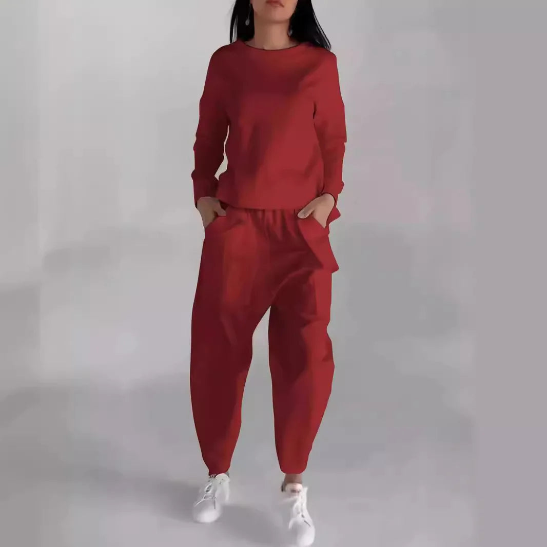 Women's suits 2024 European and American new fashion lace-up technology multi-pocket trendy sports solid color casual pants suit