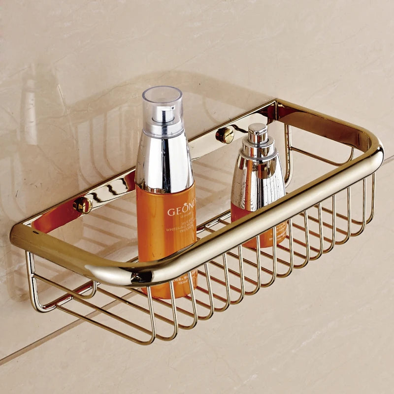 BAKALA Brass Bathroom Accessories Corner Shelf  Finished Wall Mounted Bath Shower Caddy Storage Holder BR-6716