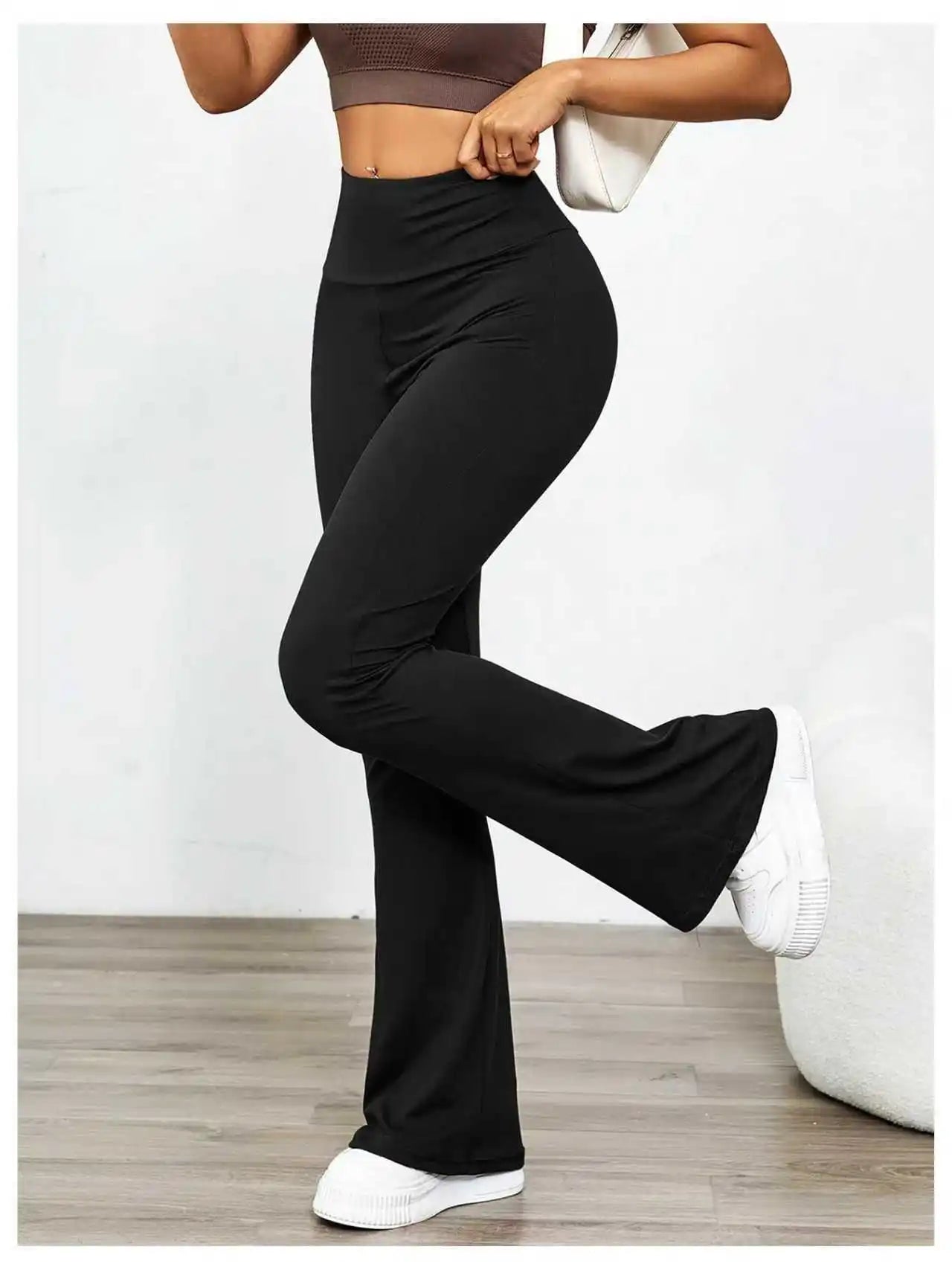 【3 Pack Bootcut Yoga Pants】High Waist Flare Leggings for Women, Black+Gray+Brown Stretch Trousers, Reinforced Stitching Bootleg