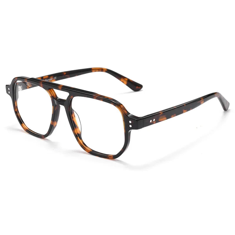 TFTB Fashion Trend Pilot Glasses Men Double Beam Acetate Ultralight Retro Optical Prescription Eyeglasses Frame Women 140mm