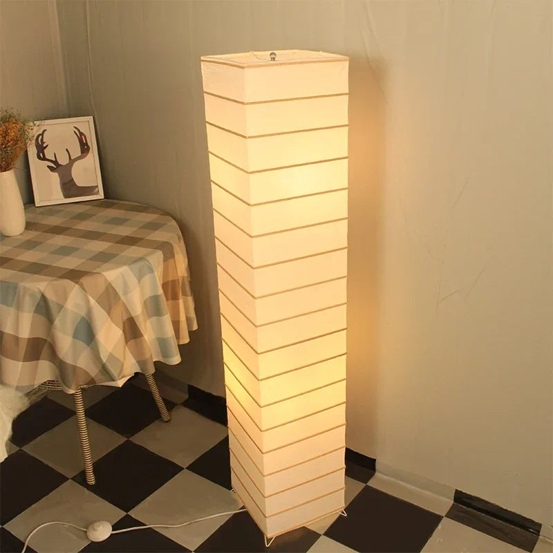 Japanese-style Paper Lampshade Floor Lamp Nordic Minimalist Paper Standing Lamp Bedside Bedroom Study Living Room Lampara Led