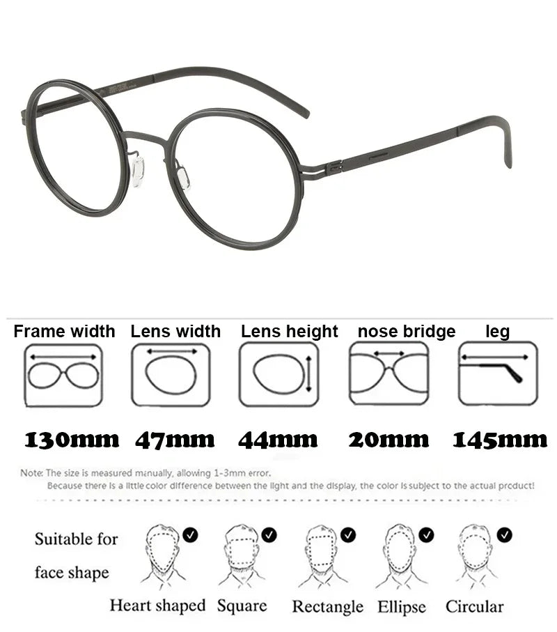 Classics Round Glasses Frame Eyeglasses Light Thin Screwless Acetate Ring Men Women Spectacle Germany Brand Design Oroshi 2025